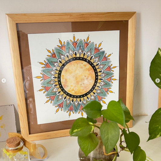 Cuadro Mandala aMARTE Acuarela Tinta China — Remate · Pieza Única